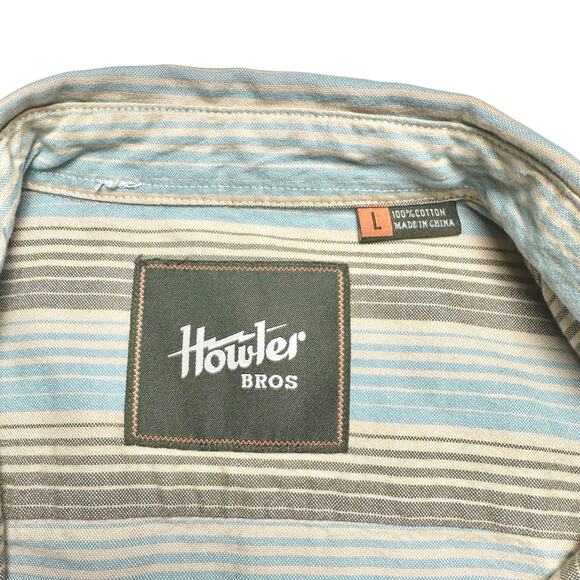 Howler Bros | Men | Enfield Equator Stripe Long Sleeve Button Up Shirt | Large - Picture 7 of 12